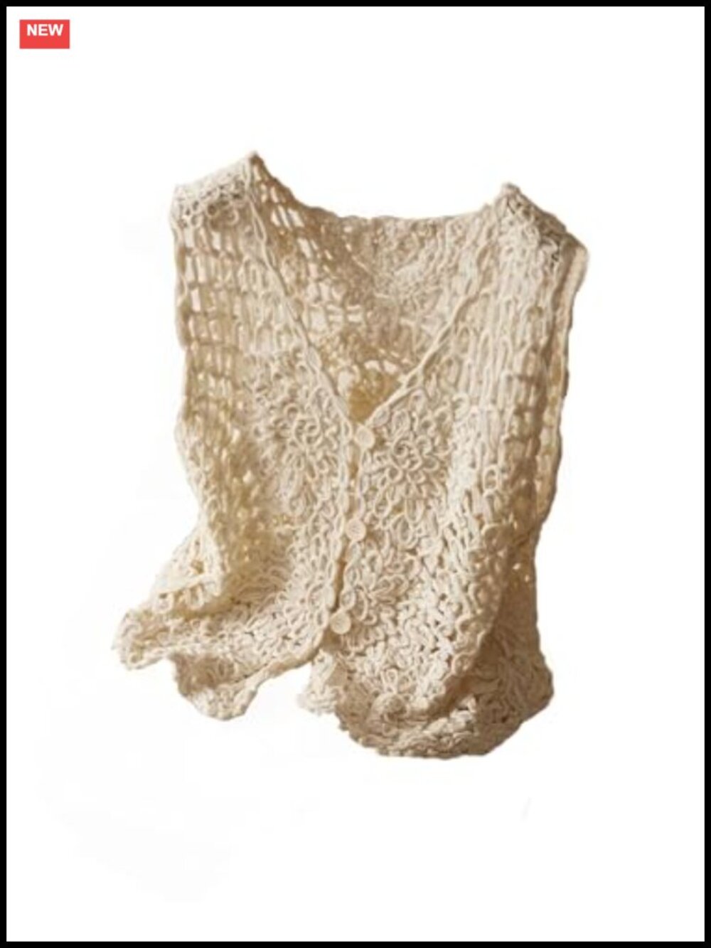 Plus Size Crochet Sweater Vest Button Down V-Neck Sleeveless Boho Top